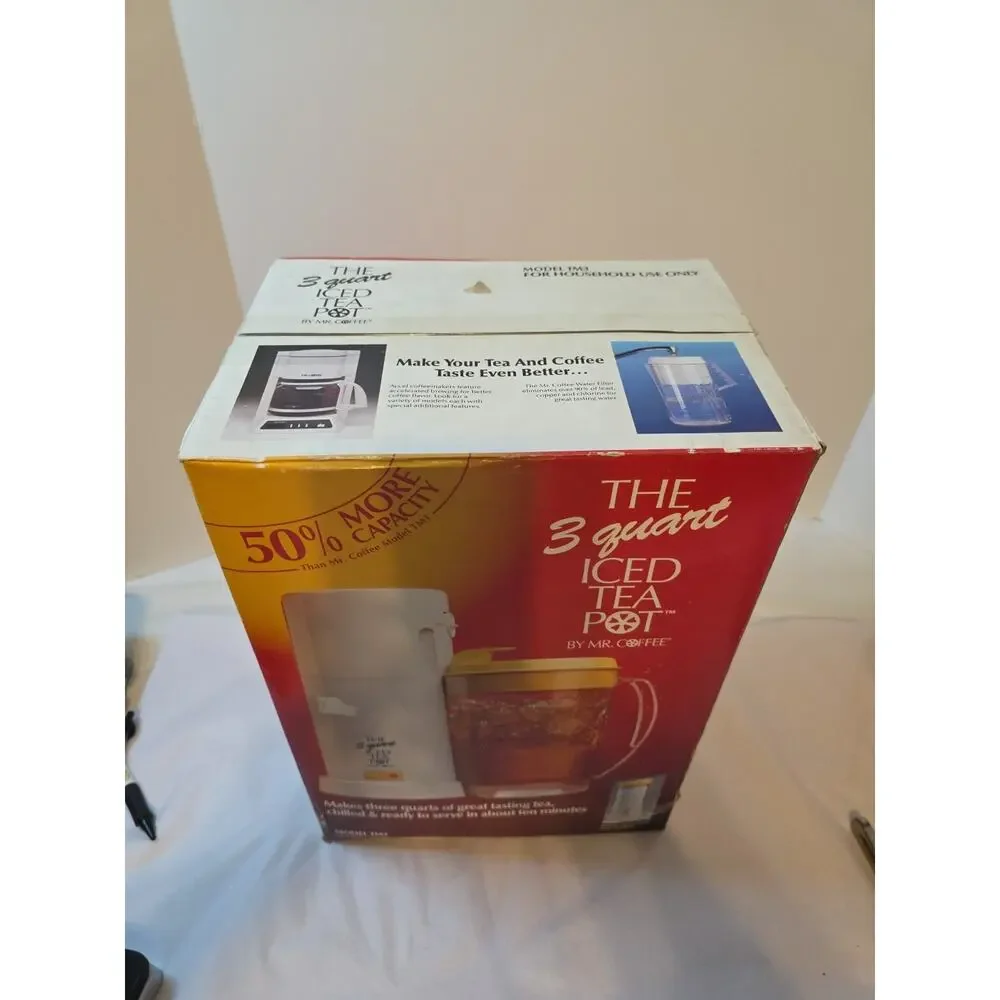 NEW Mr. Coffee Iced Tea Pot Maker 3 Qt. Bonus Two Pitchers Yellow TM3P NIB
